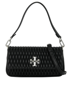 Kira Ruched Small Flap, Leather, Black, MIC, DB/S, 4*